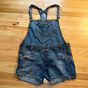 Denim short overalls